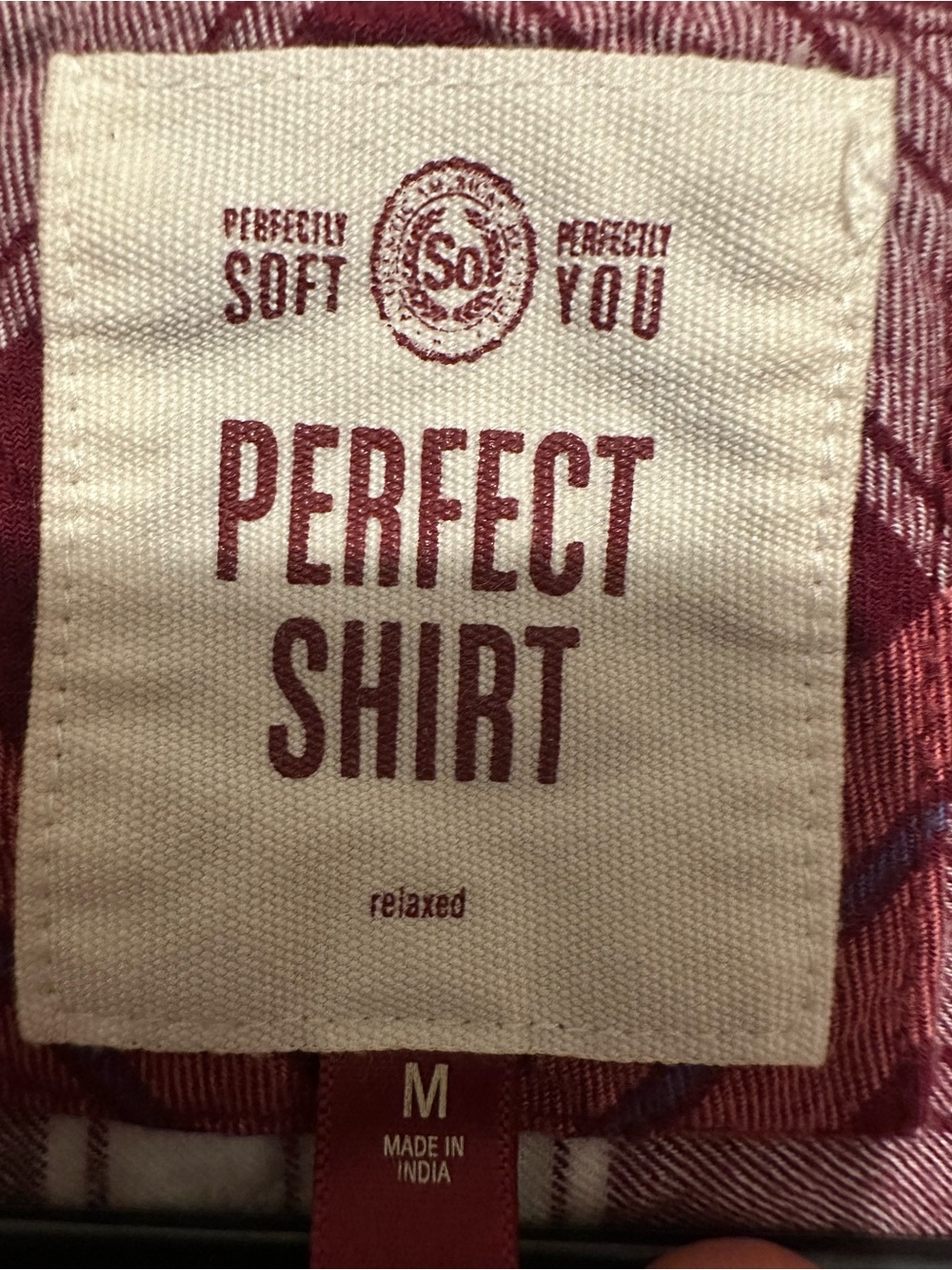 SO Perfect Shirt Women's M Burgundy Pink Plaid Flannel Button Down Relaxed Soft - Picture 3 of 9